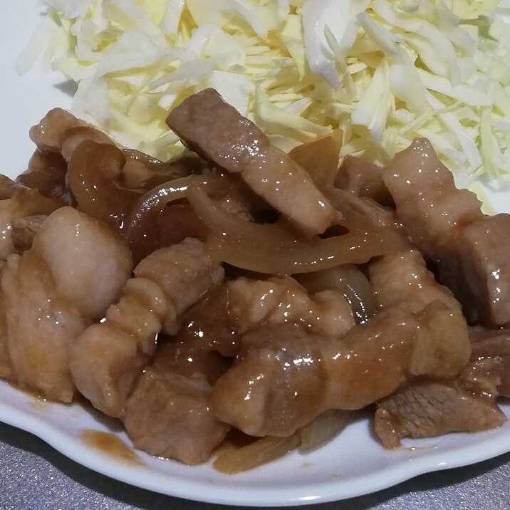 レンジで簡単ヘルシー♪豚バラブロック肉で生姜焼き